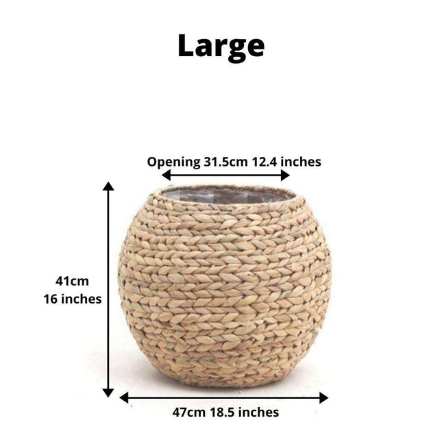 Rafa- Water Hyacinth Natural Round Floor Planter