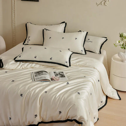 Royal Retreat Rose Embroidery 600 TC Duvet Set - Cream