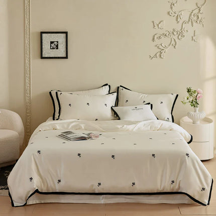 Royal Retreat Rose Embroidery 600 TC Duvet Set - Cream