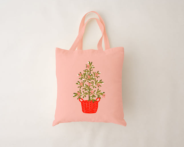 Sac réutilisable rose - Sapin de Noël