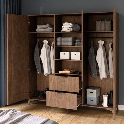 Entsian Oak Wood Paneled Free Standing Wardrobe - Artisan Oak