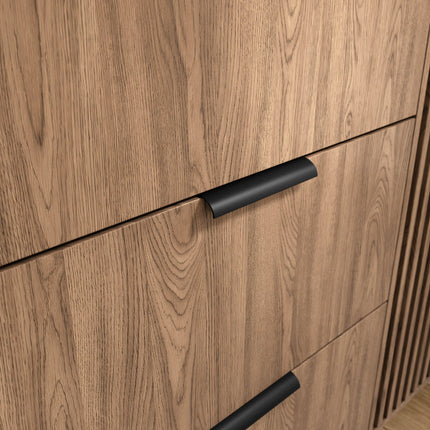 Entsian Oak Wood Paneled Free Standing Wardrobe - Artisan Oak