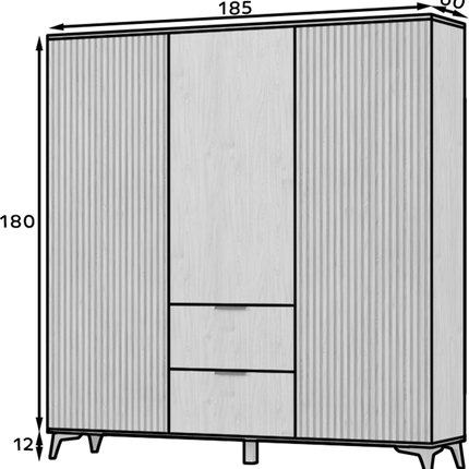 Entsian Oak Wood Paneled Free Standing Wardrobe - Artisan Oak