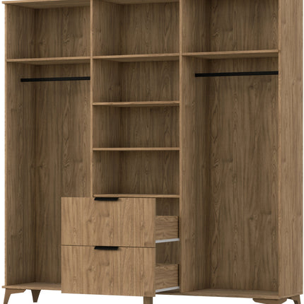 Entsian Oak Wood Paneled Free Standing Wardrobe - Artisan Oak