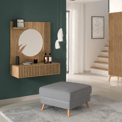 Entsian Oak Wood Paneled Free Standing Wardrobe - Artisan Oak