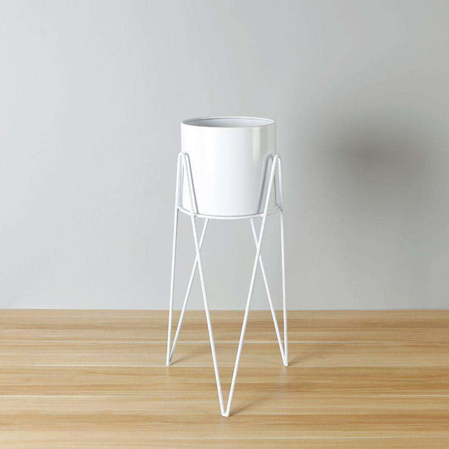 Shira White Planter With Hairpin Legs (61Cm)