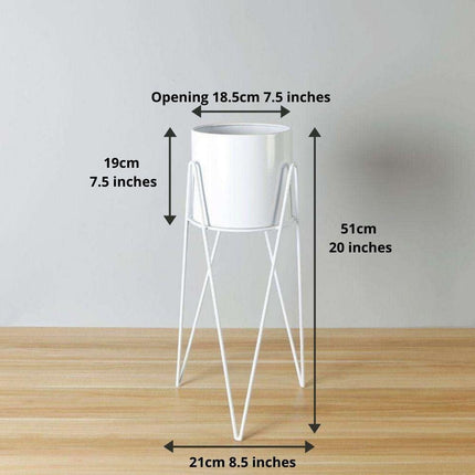 Shira White Planter With Hairpin Legs (61Cm)