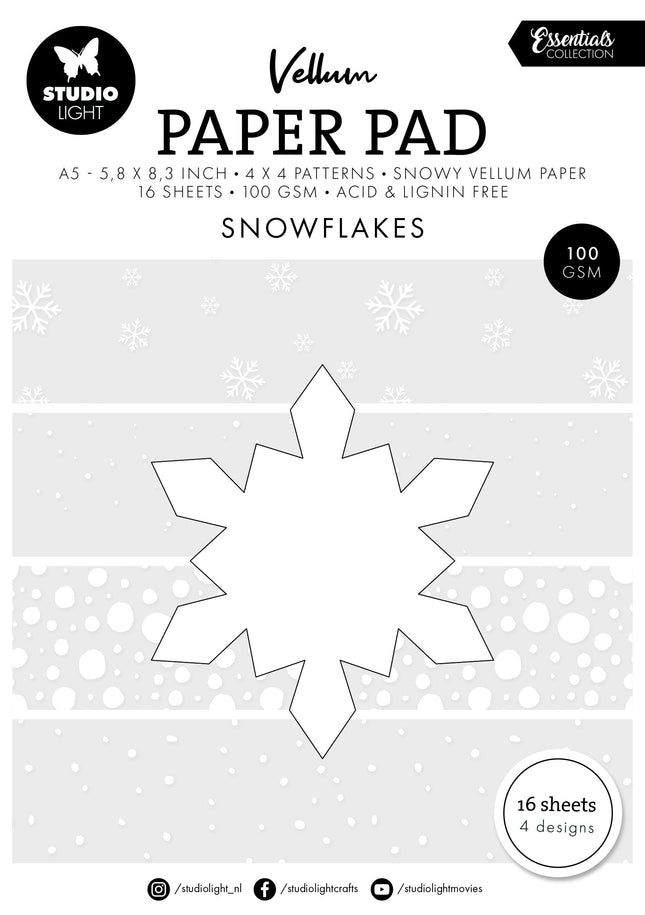 SL Vellum Paper Pad  Snowflakes Essentials 16  Sheets