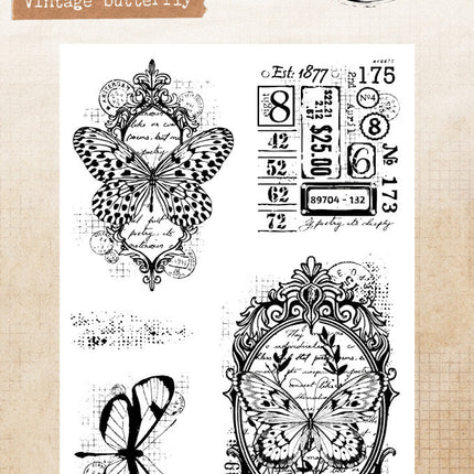 SL Clear Stamp Vintage Butterfly Grunge Collection 93x136x3mm 5 Pieces