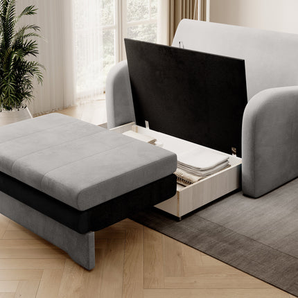 Ario Condo Style 2 Seater Storage Sleeper Sofa - Light Grey/Charcoal