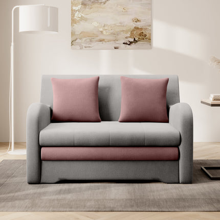 Ario Condo Style 2 Seater Storage Sleeper Sofa - Grey/Blush