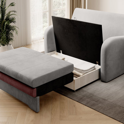 Ario Condo Style 2 Seater Storage Sleeper Sofa - Grey/Blush