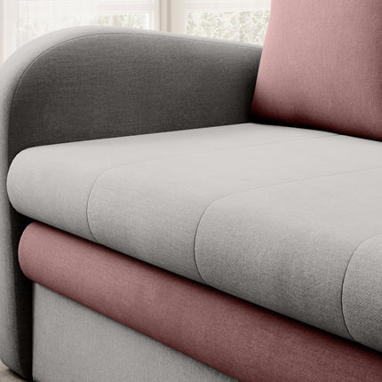 Ario Condo Style 2 Seater Storage Sleeper Sofa - Grey/Blush