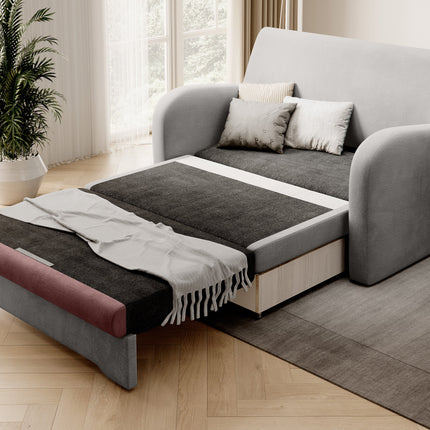 Ario Condo Style 2 Seater Storage Sleeper Sofa - Grey/Blush