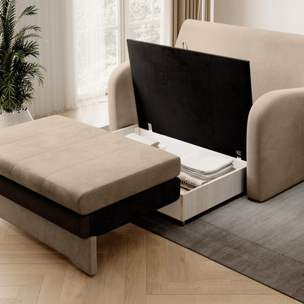 Ario Condo Style 2 Seater Storage Sleeper Sofa - Beige/Brown