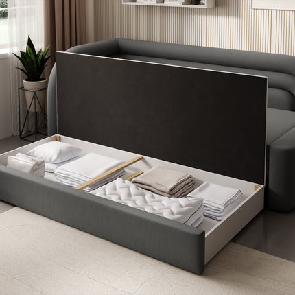 Fabillo Storage Sleeper Sofa - Dark Grey