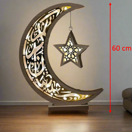 Oversized Wooden and Acrylic Crescent with LED Lighting