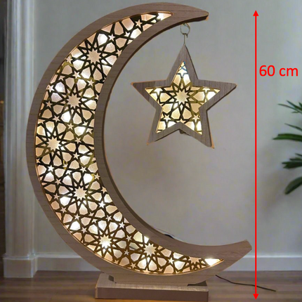 Oversized Wooden and Acrylic Crescent with LED Lighting
