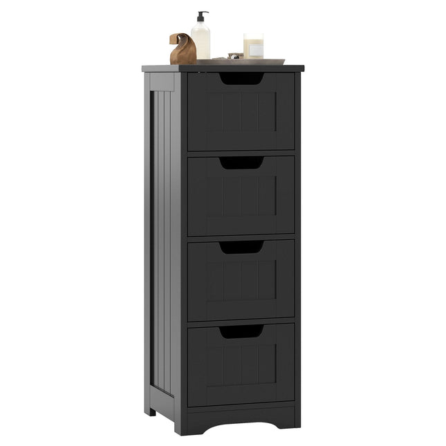 Free-Standing Side Storage Organizer with 4 Drawers-Black
