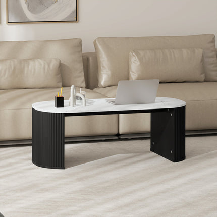 Cameron Modern Faux-Marble Coffee Table-Black