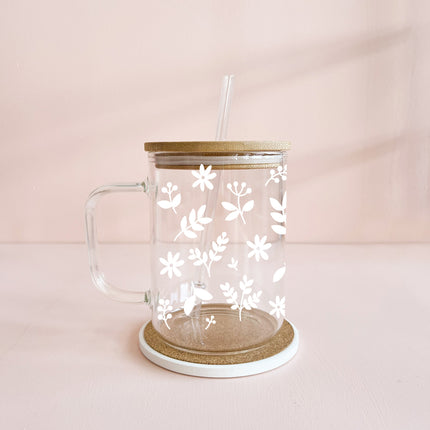 Tasse boho 17oz - feuillage blanc