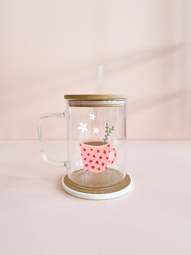 Tasse boho 17oz - tasse de café rose