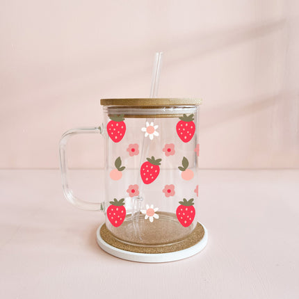 Tasse boho 17oz - fraises & fleurs