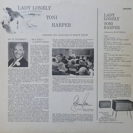 Toni Harper ‎– Lady Lonely - 1959 Mono Original