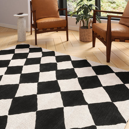 Trestres Checkered Black & Ivory Rug