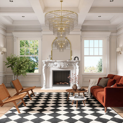 Trestres Checkered Black & Ivory Rug