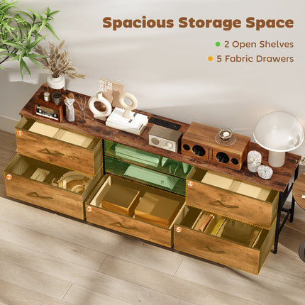 Jamie TV Stand with Charging Station for TVs up to 70 Inches-Rustic Brown