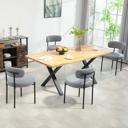 Cruz Modern Dining Chairs with Berber-Fleece Back-Set of 4-Grey