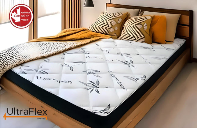 UltraFlex DreamEasy - Canadian-Made Medium Firm Gel Infused Comfort with Quilted Top, Pressure Relief, Cooling Technology, Bamboo Cover, CertiPUR-US® Certified Foam (Made in Canada)