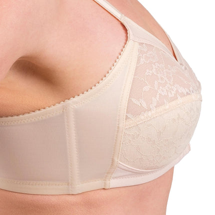 Women’s Full-Coverage Lace Bra – Wireless, Supportive & Breathable Lingerie (White, Black, Skin)