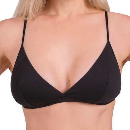 Wire-Free Cotton Triangle Bra – Soft, Lightweight & Breathable Bralette for Daily Comfort (Black, Nude, Grey)