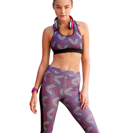 High-Waisted Patterned Workout Leggings with Mesh Panels – Breathable & Stretchy Activewear for Women