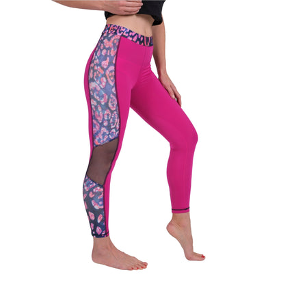 High Waist Leopard-Print Mesh Leggings – Women’s Athletic Stretch Fit Pants