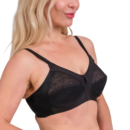 Women’s Full-Coverage Lace Bra – Wireless, Supportive & Breathable Lingerie (White, Black, Skin)