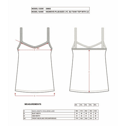 Plus Size Cotton Camisole with Lace Trim – Stretch Scoop Neck Tank Top for Women