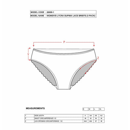 3-Pack Women’s Cotton Lace Back Panties – Soft Stretch Bikini Briefs with Elegant Trim