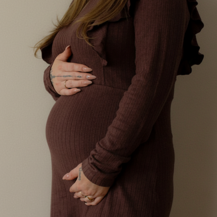 Chocolate Brown Ruffle Maternity Dress