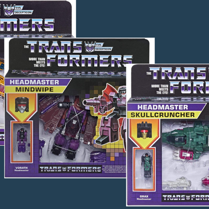 Transformers 2021 Modern Figure in Retro Packaging Decepticon Headmaster SET of 3