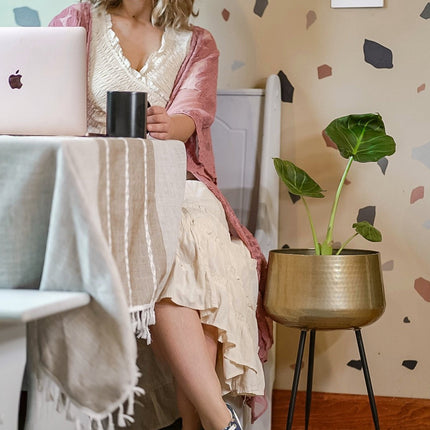 Sara - Brass Planter With Black Legs