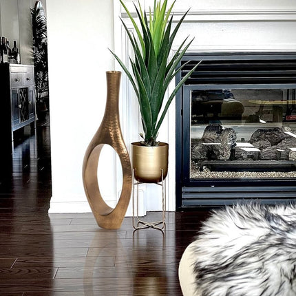 Mateo Hand Hammered Brass Floor Vase