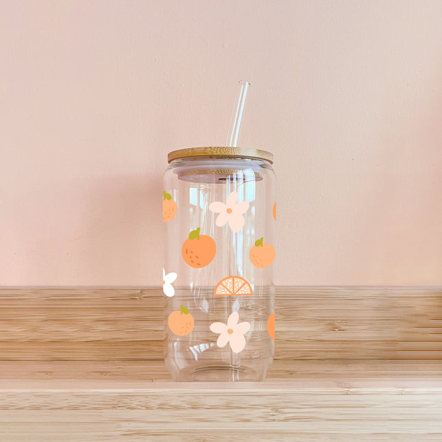 Verre boho - fleurs et agrumes