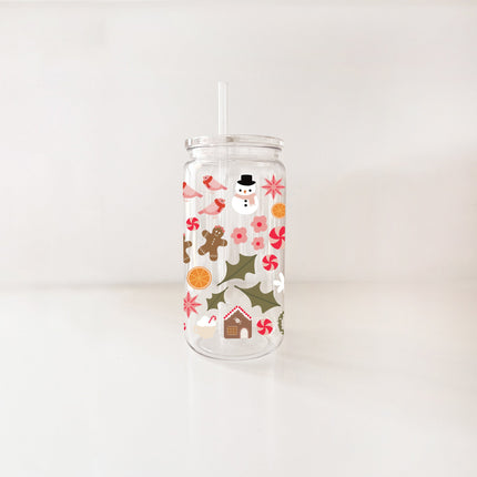 Verre en plastique 16oz - Mosaïque de Noël