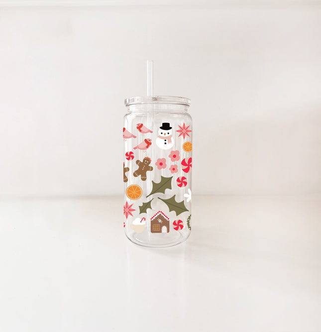 Verre en plastique 16oz - Mosaïque de Noël