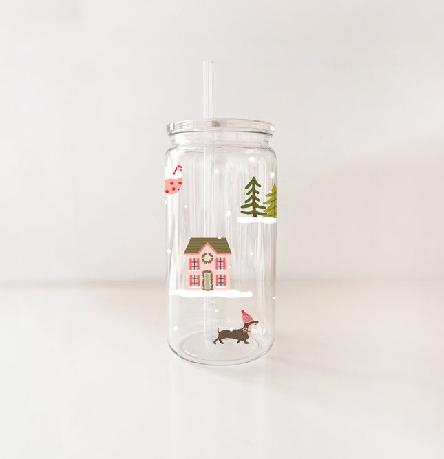 Verre en plastique 16oz - Noël au chalet