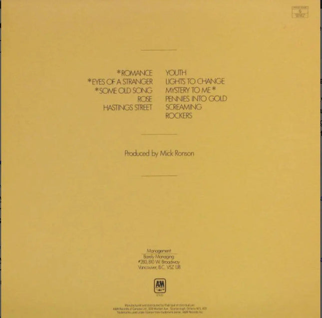 Payolas ‎– No Stranger To Danger - 1982