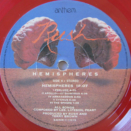 Rush ‎– Hemispheres  - 1978 Original Red Vinyl, RARE!